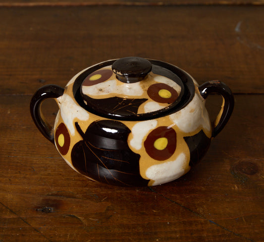 ITALIAN HAND PAINTED CERAMIC SUGAR BOWL