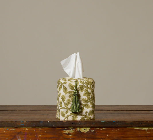 PIERCE & WARD GREEN LEAF TISSUE BOX COVER