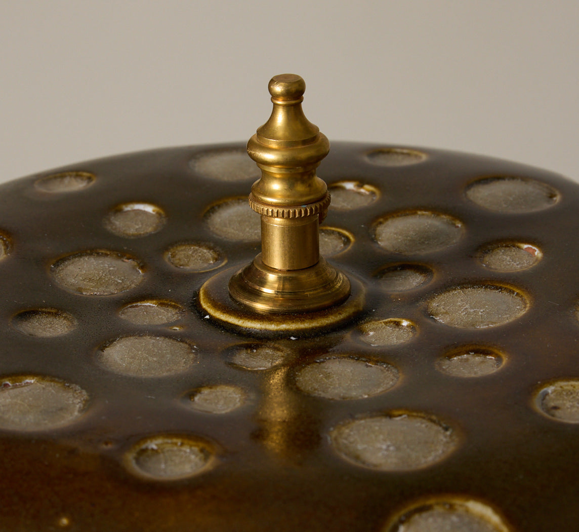CASA ALFARERA POLKA LAMP IN CARAMEL BROWN WITH CREAM DOTS