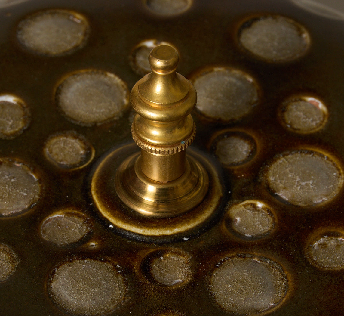 CASA ALFARERA POLKA LAMP IN CARAMEL BROWN WITH CREAM DOTS