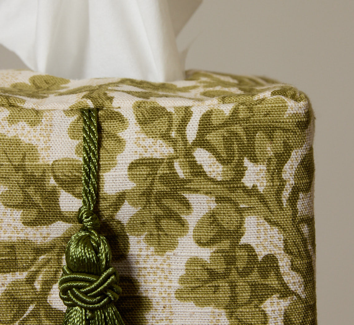 PIERCE & WARD GREEN LEAF TISSUE BOX COVER