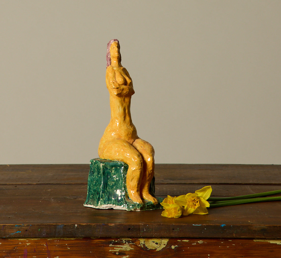 STUDIO ART SEATED WOMAN SCULPTURE