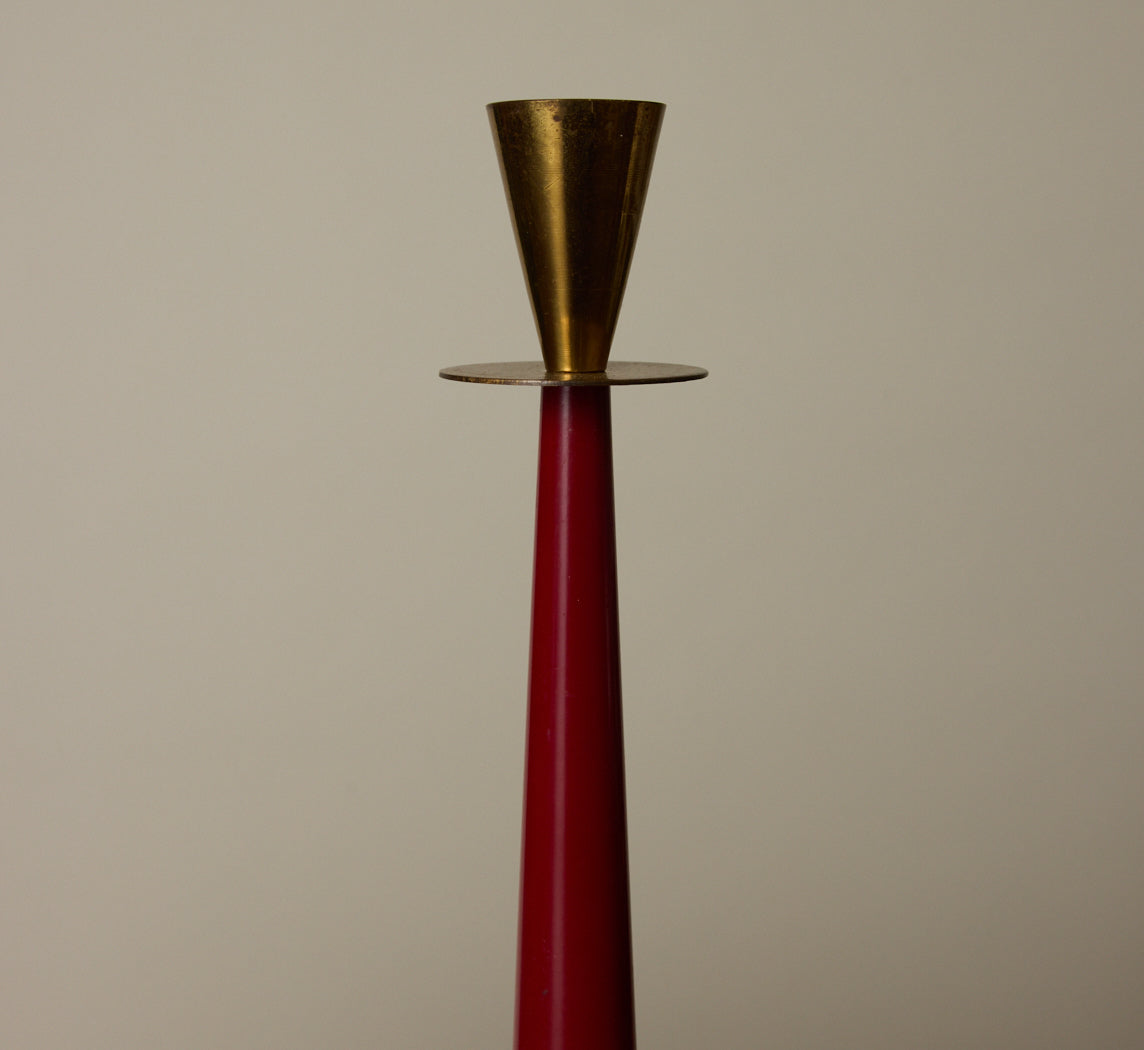 PAIR OF MID CENTURY NILS JOHAN BRASS & BAKELITE CANDLESTICKS