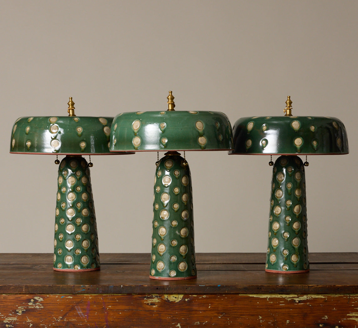 CASA ALFARERA POLKA LAMP IN JADE GREEN WITH CREAM DOTS