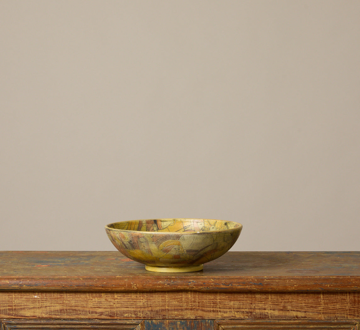 MIDCENTURY CUBIST EARTHENWARE BOWL BY THEO AND SUSAN HOLANDER