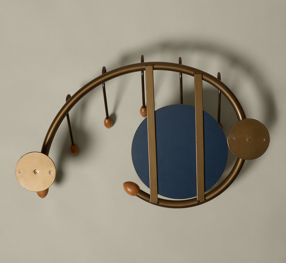 VINTAGE CURVED BRONZE MIRROR COAT RACK