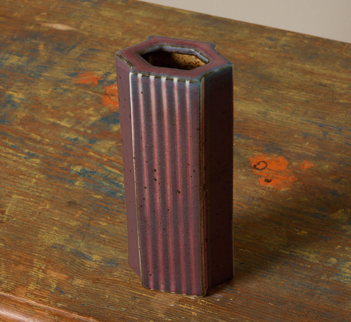 VINTAGE GEOMETRIC STONEWARE VASE BY KARL SCHEID II