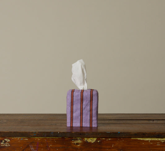 PIERCE & WARD ANAIS TISSUE BOX COVER IN RAW SILK STRIPE