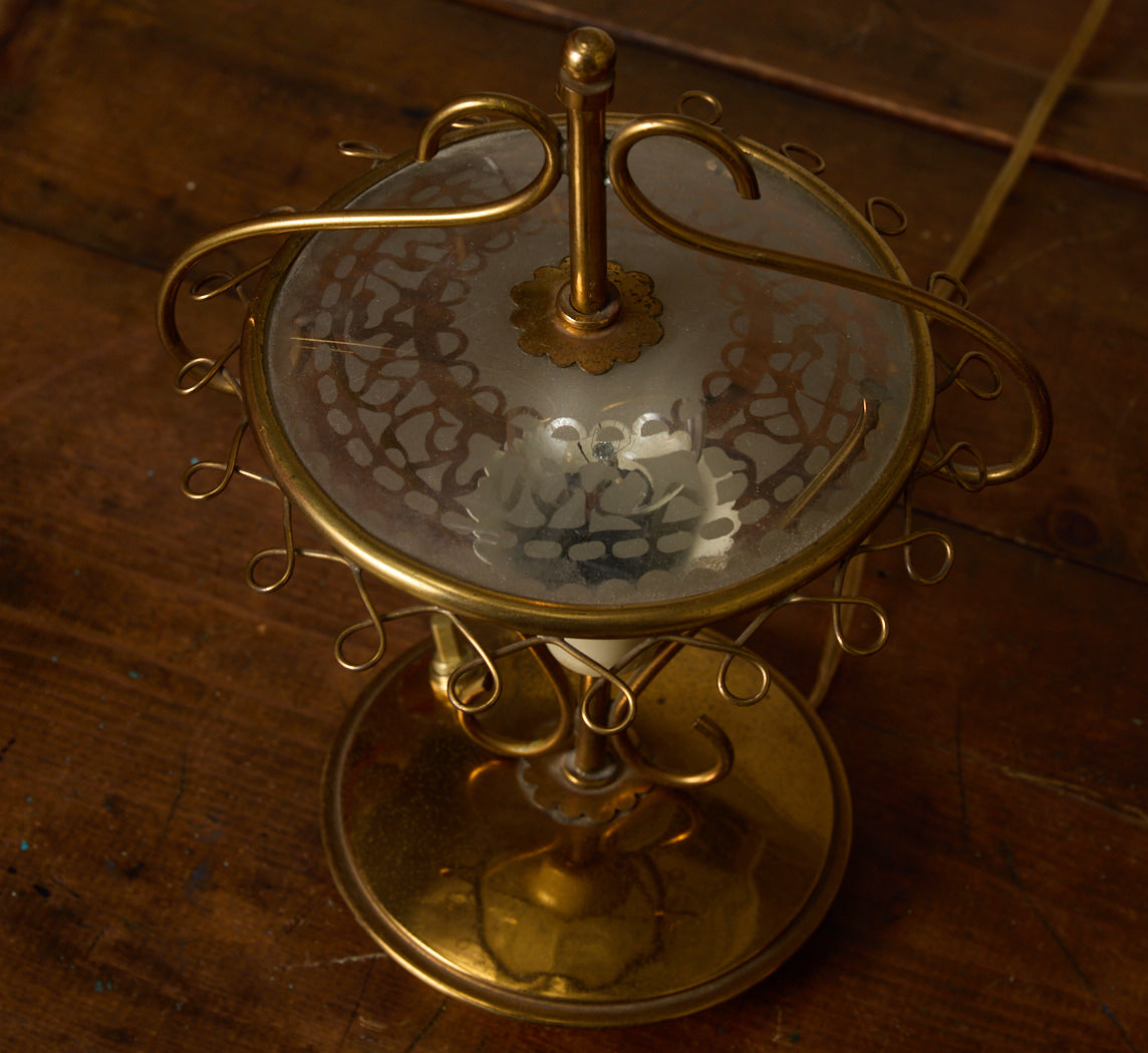 BRASS AND GLASS TABLE LAMPS