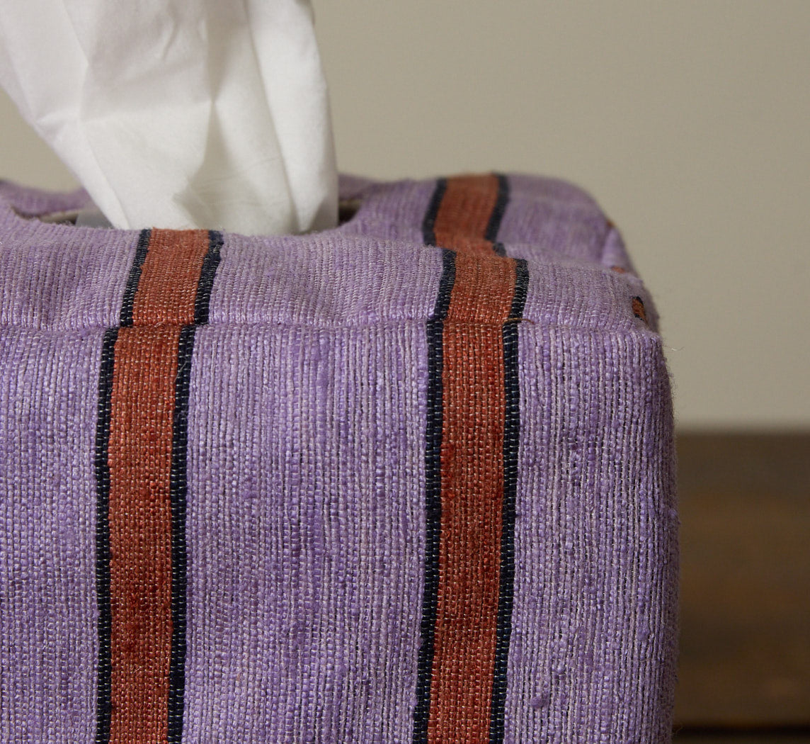 PIERCE & WARD ANAIS TISSUE BOX COVER IN RAW SILK STRIPE