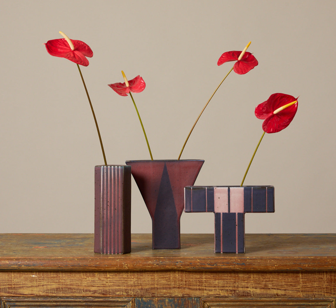 VINTAGE GEOMETRIC STONEWARE VASE BY KARL SCHEID I