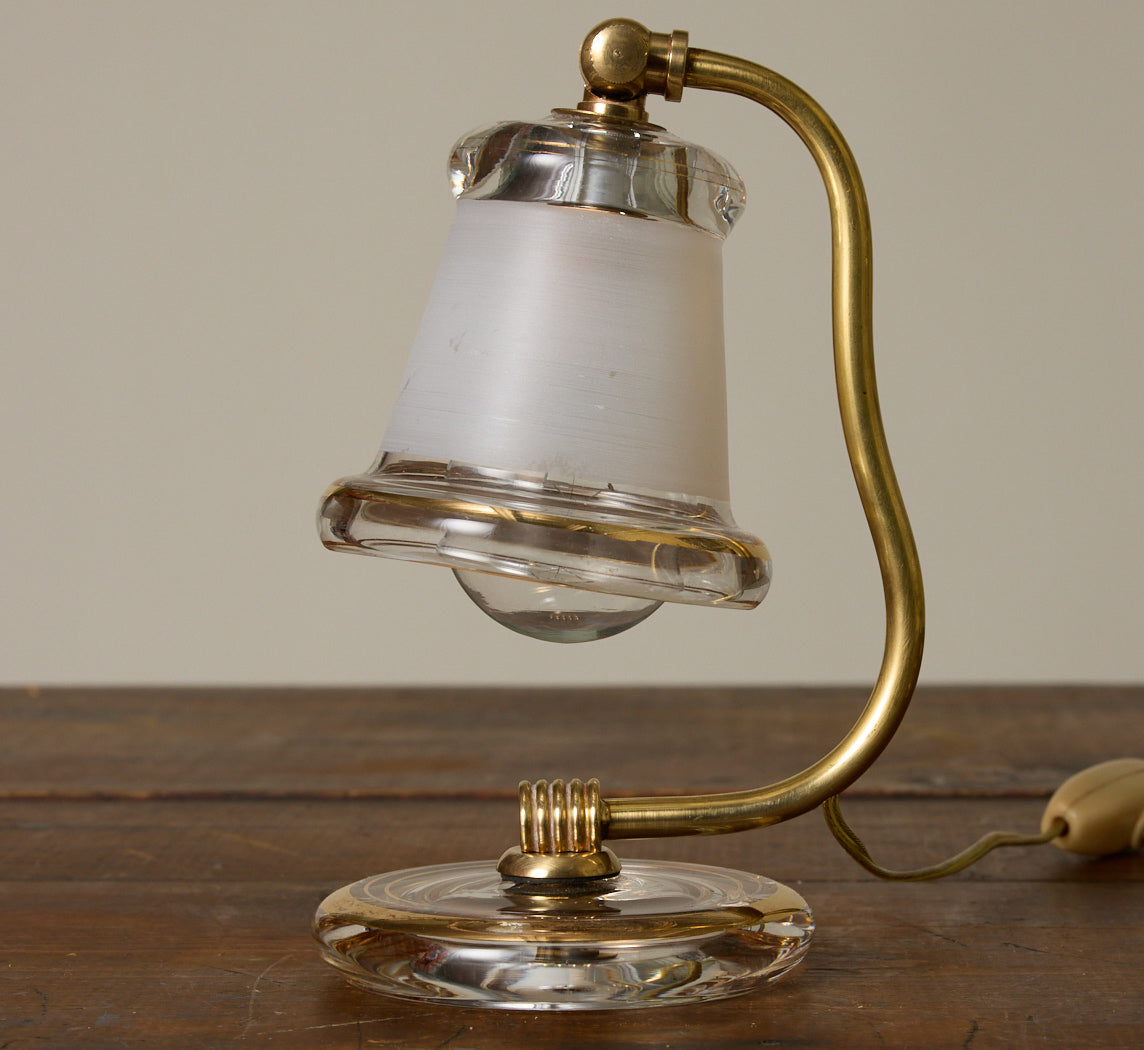 PAIR OF PETITE ITALIAN GLASS AND BRASS BELL LAMPS