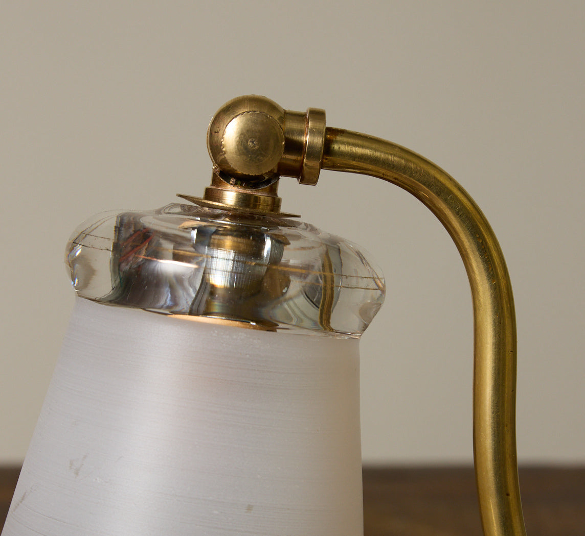 PAIR OF PETITE ITALIAN GLASS AND BRASS BELL LAMPS