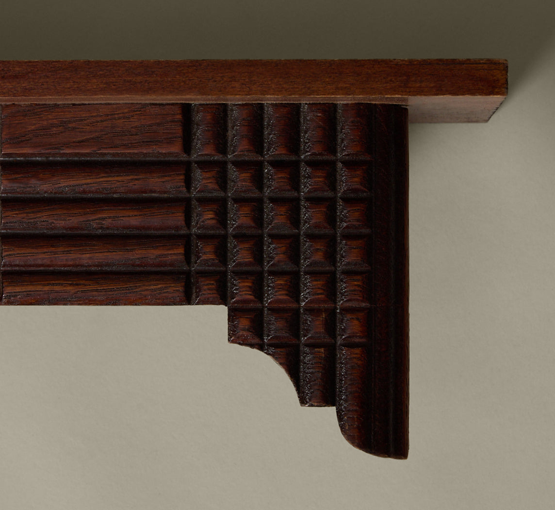 ANTIQUE CARVED WOOD TRAMP ART SHELF