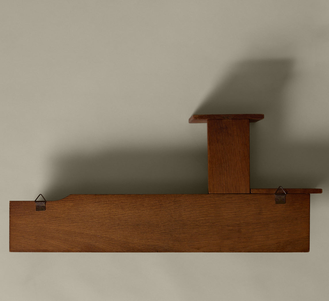 1930S DUTCH ART DECO OAK WALL SHELF