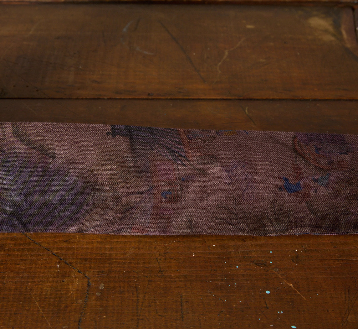 PIERCE & WARD VILLAGE SCENE ON PLUM LINEN CORD COVER