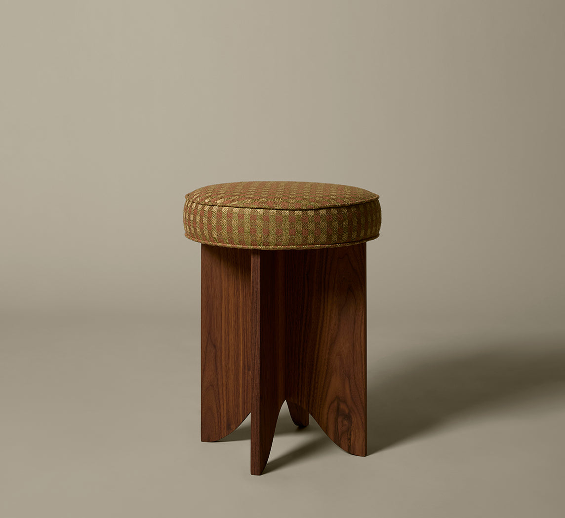 PIERCE & WARD LLOYD SIDE STOOL IN RAW SILK CHECK