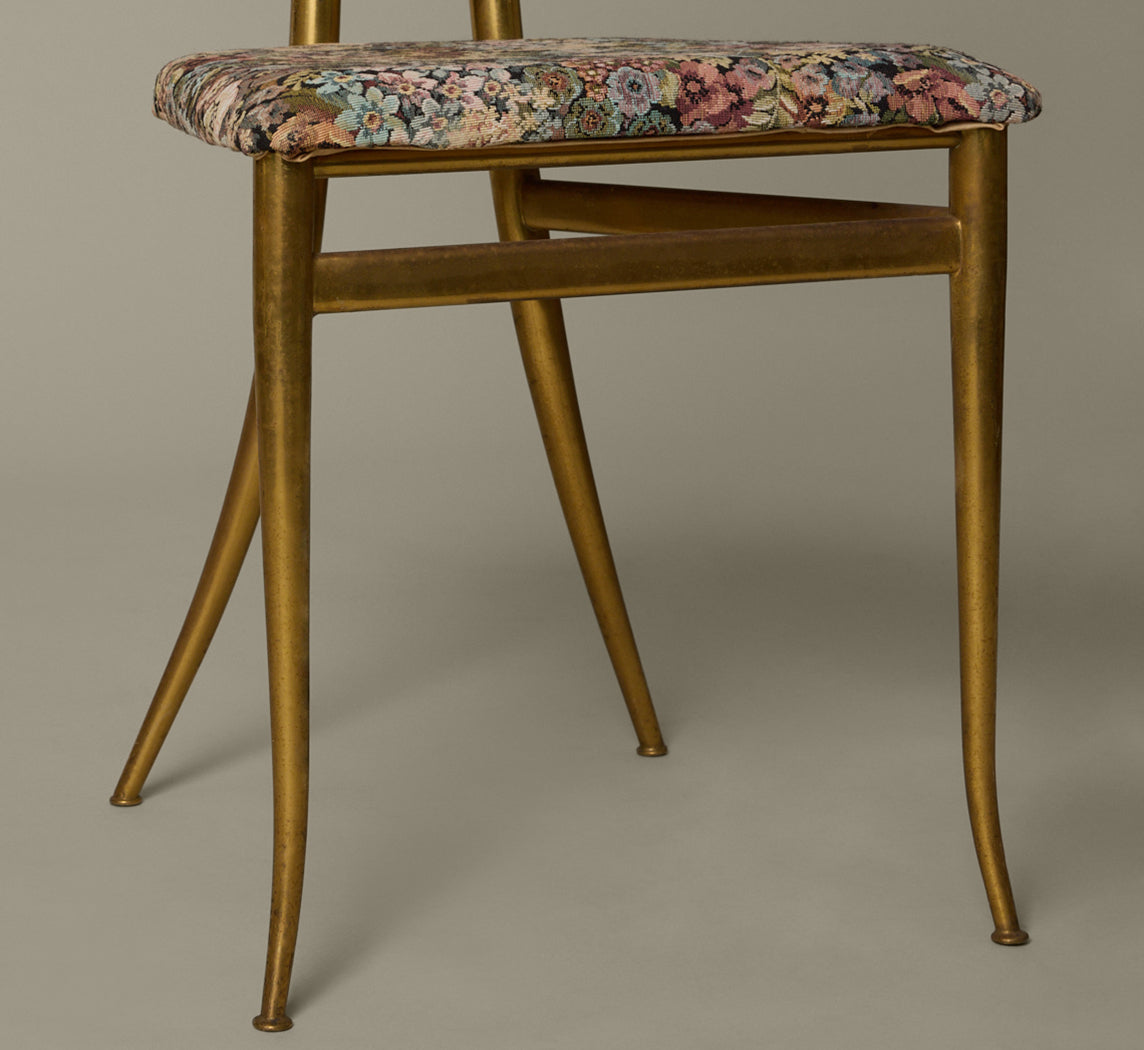 SET OF 6 BRASS DINING CHAIRS BY ALBERTO GAMBETTA FOR LUBERTO DESIGN