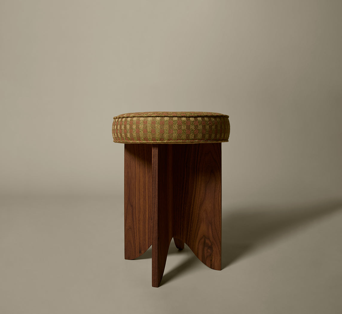 PIERCE & WARD LLOYD SIDE STOOL IN RAW SILK CHECK