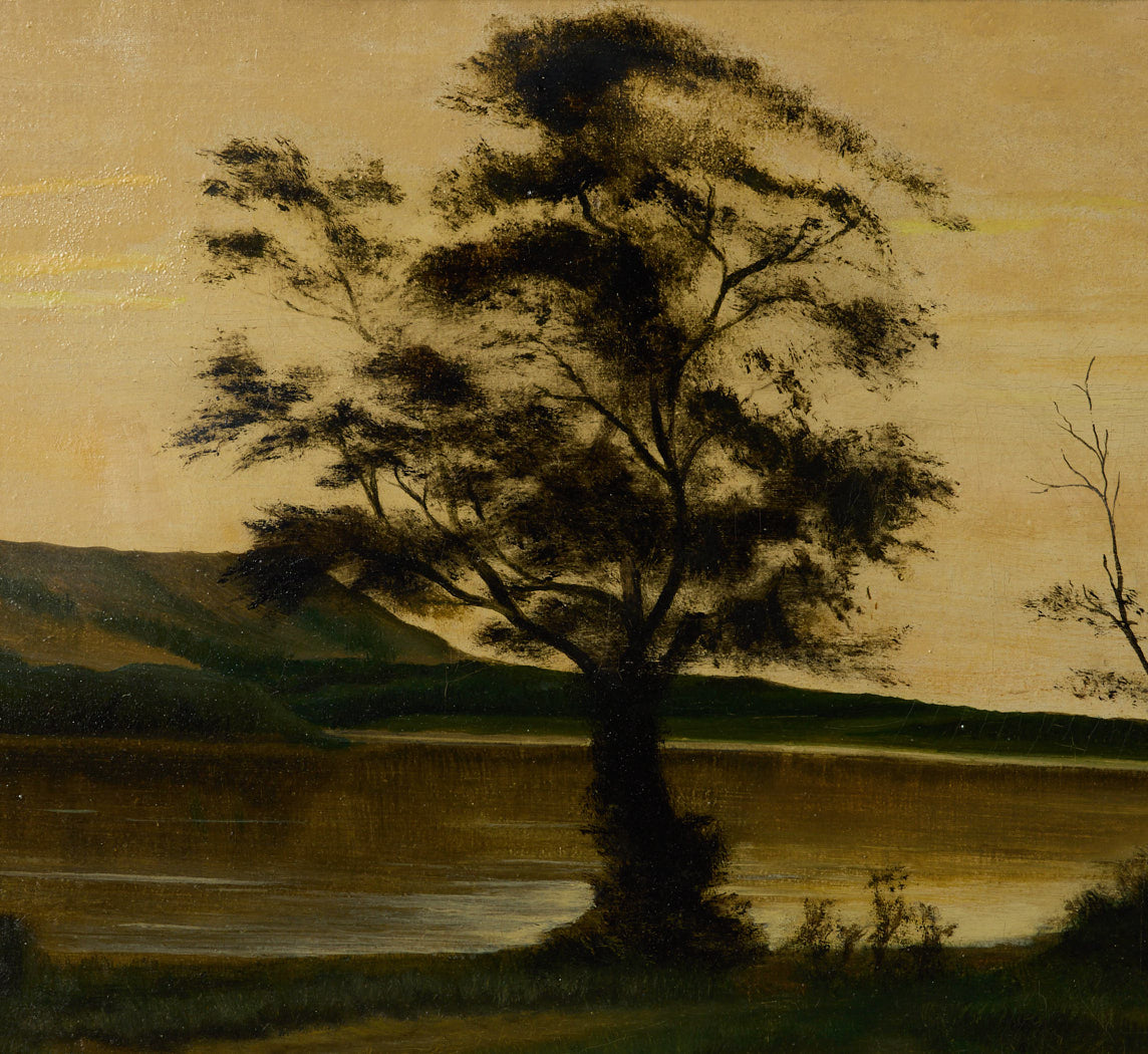 ANTIQUE EUROPEAN IMPRESSIONIST LANDSCAPE AT DAWN