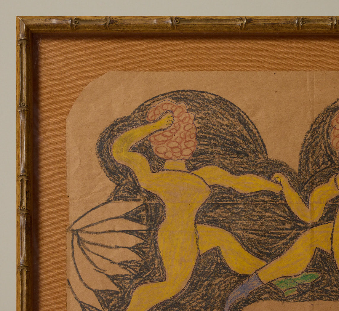 20TH CENTURY ABSTRACT SKETCH "BURLESK" BY LEWIS SMITH (1907-1998)
