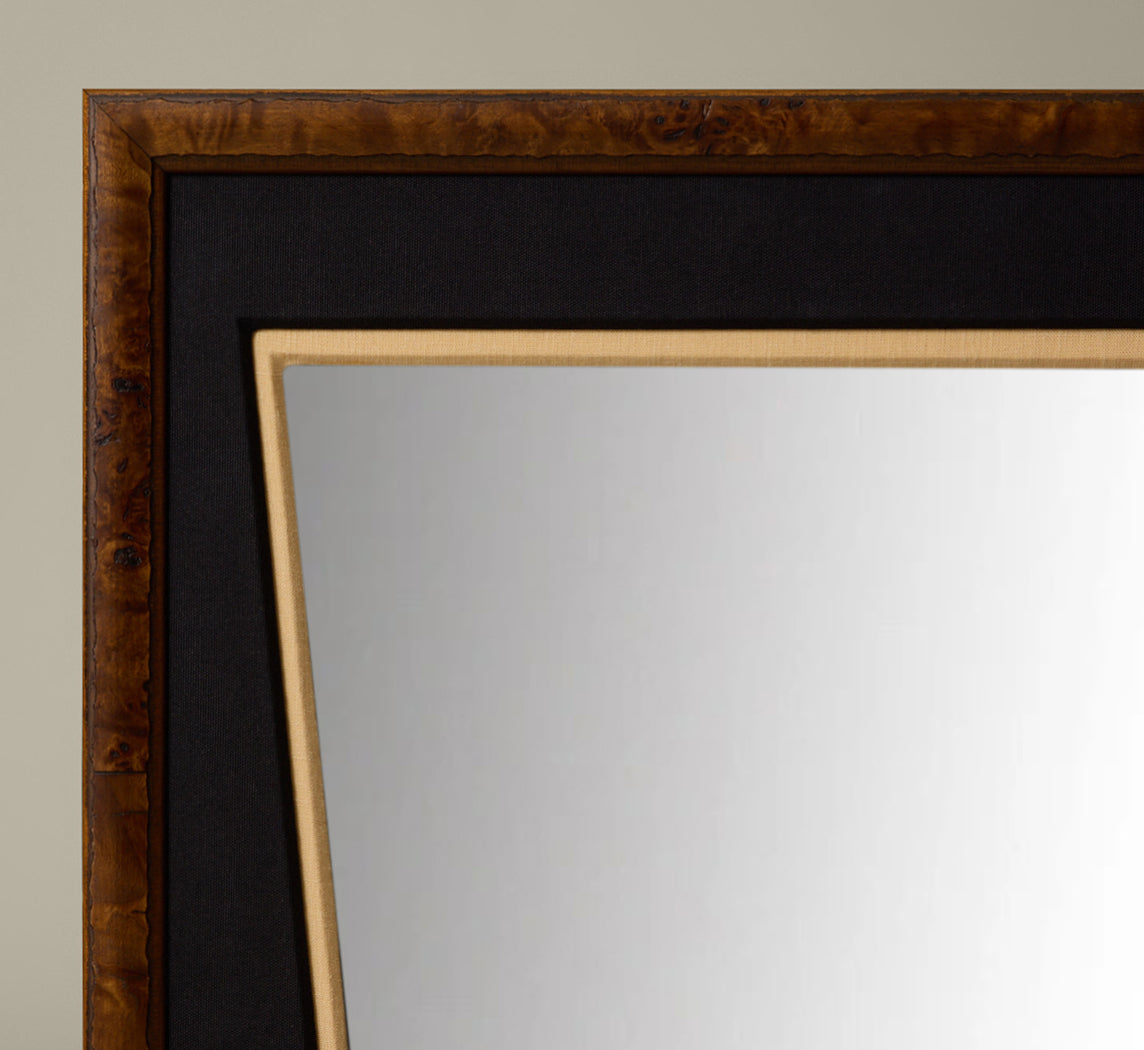 PIERCE & WARD CARPATHIAN HALL MIRROR IN BLACK AND IVORY LINEN