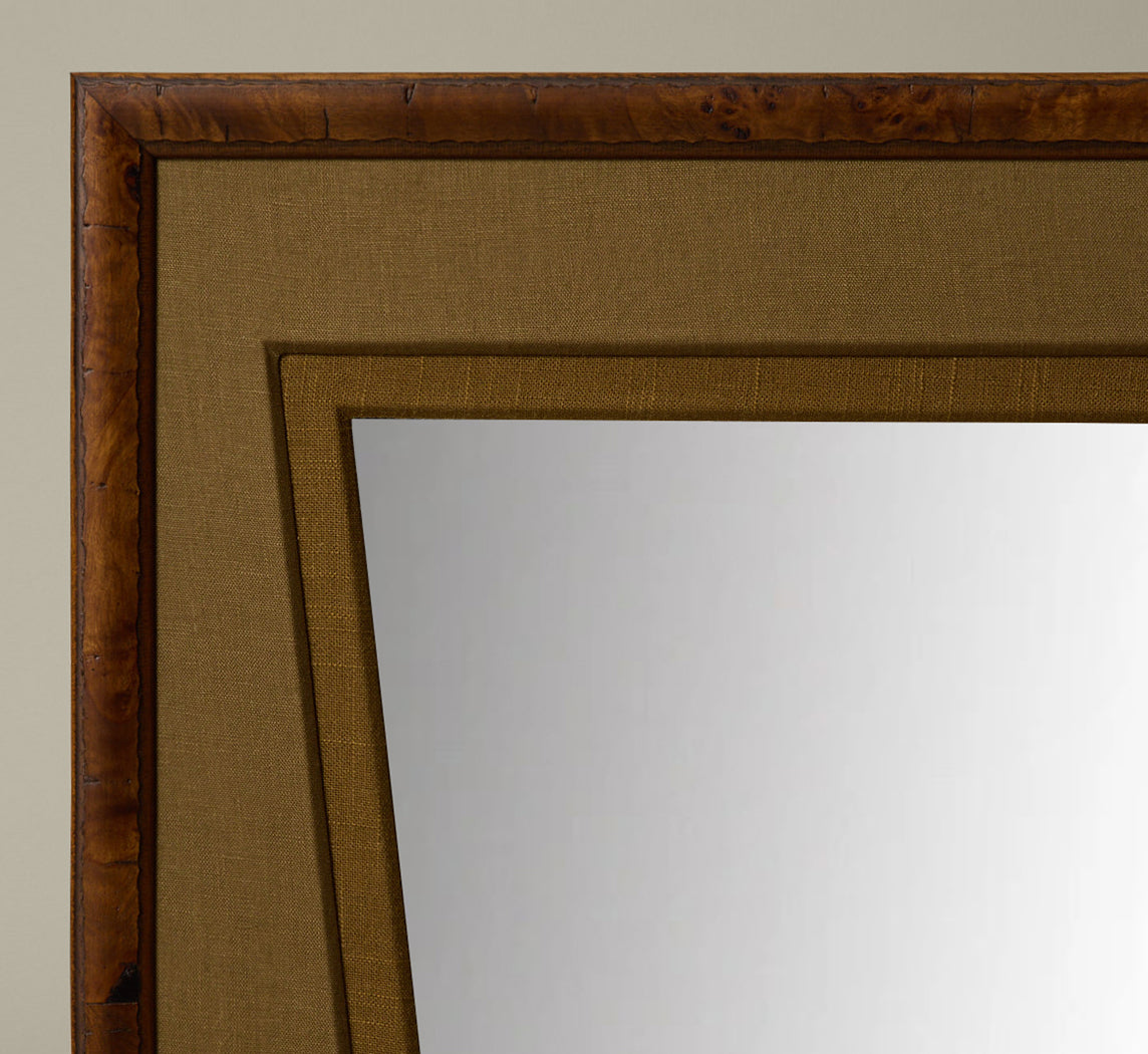 PIERCE & WARD CARPATHIAN HALL MIRROR IN MUSTARD OLIVE AND SEAWEED LINEN