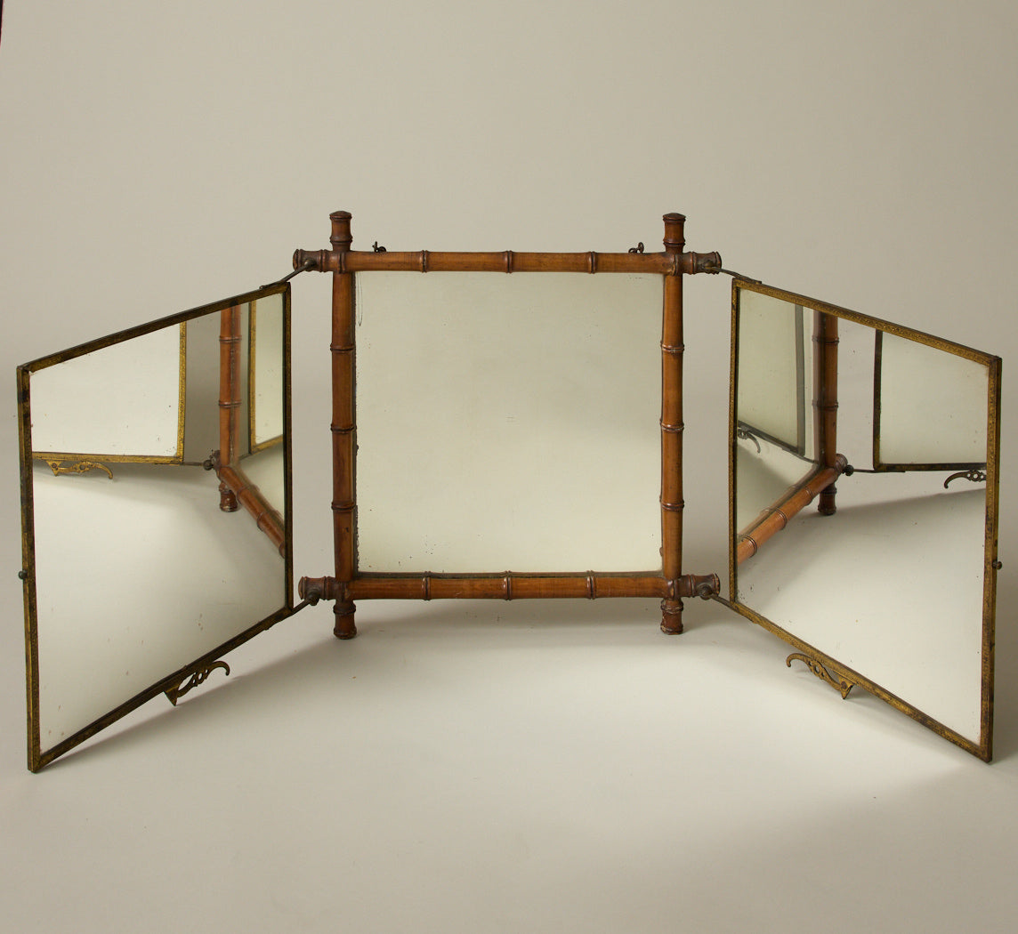 LATE 19TH CENTURY JAPANESE BAMBOO FOLD OUT MIRROR