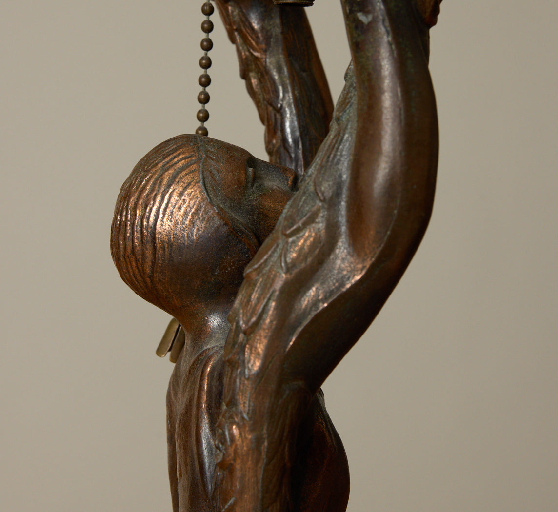 PAIR OF 1930S ART DECO BRONZE JOAN OF ARC TABLE LAMPS
