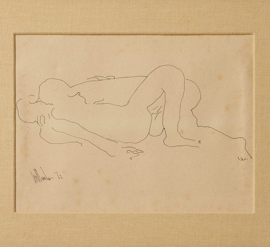 1970S MID CENTURY INK ON PAPER OF INTERTWINED NUDES