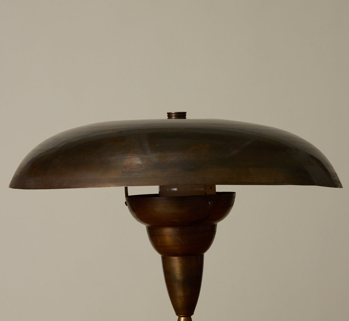 MID CENTURY ITALIAN PATINATED BRASS TABLE LAMP