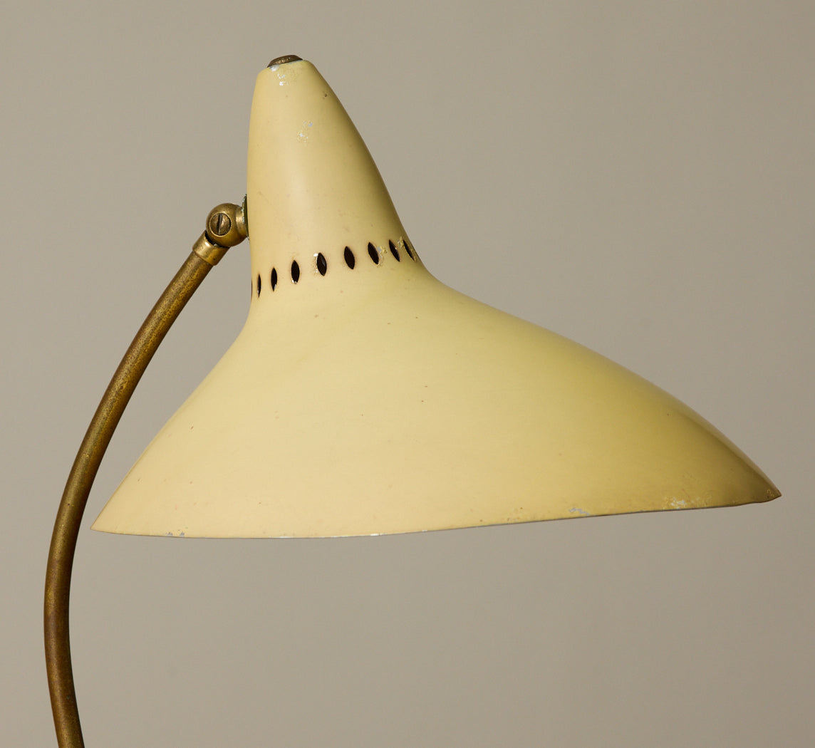1950S WITCHES HAT DESK LAMP IN PALE YELLOW