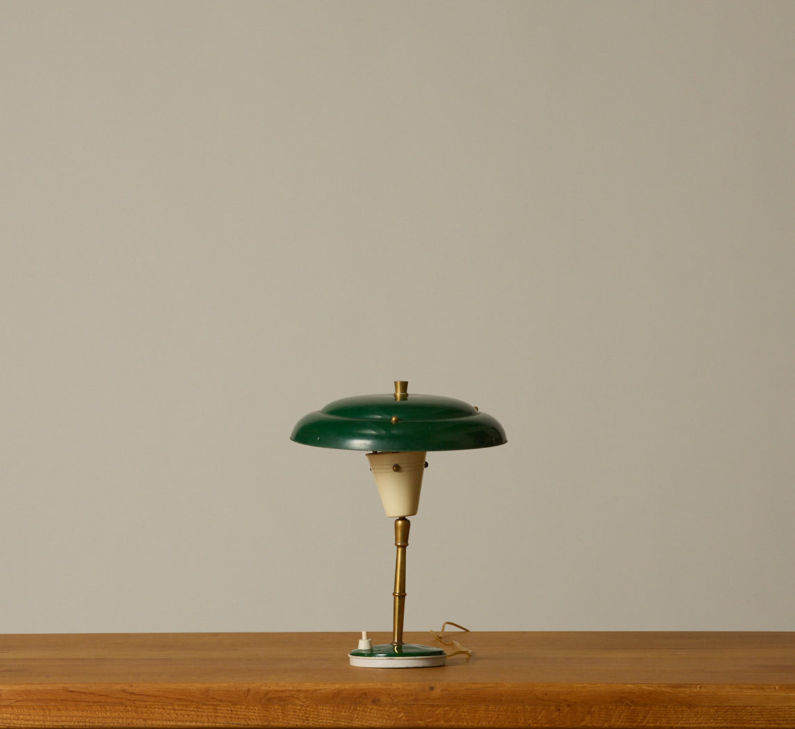 1950S MID CENTURY ITALIAN GREEN AND BRASS TABLE LAMP