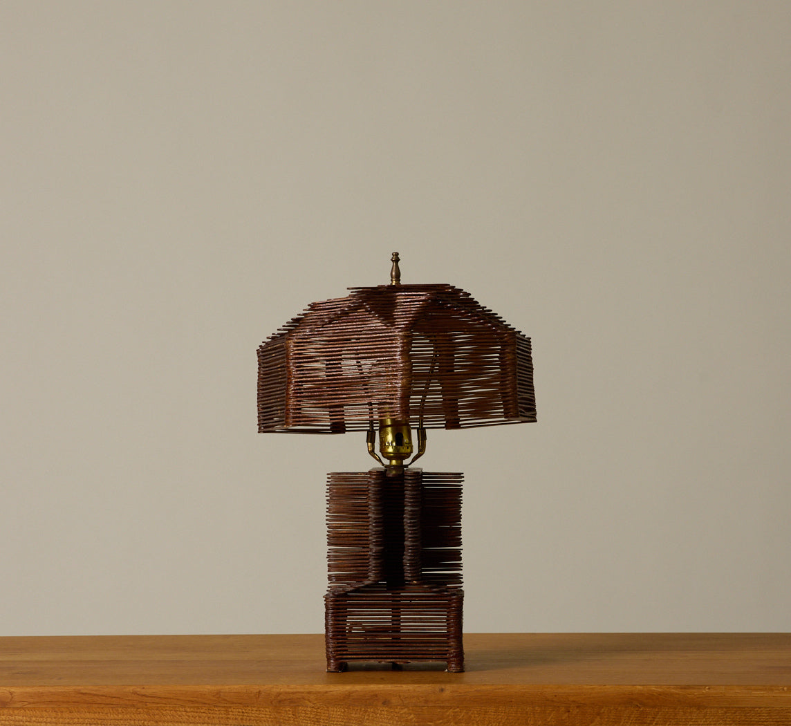 FOLK ART TRAMP ART POPSICLE LAMP