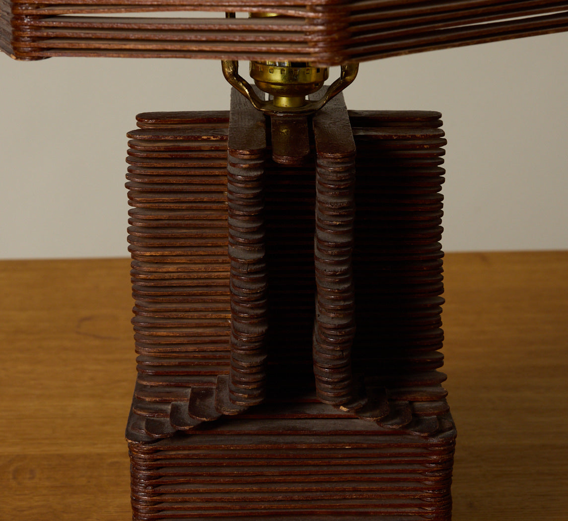 FOLK ART TRAMP ART POPSICLE LAMP