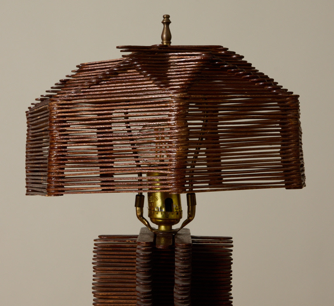 FOLK ART TRAMP ART POPSICLE LAMP