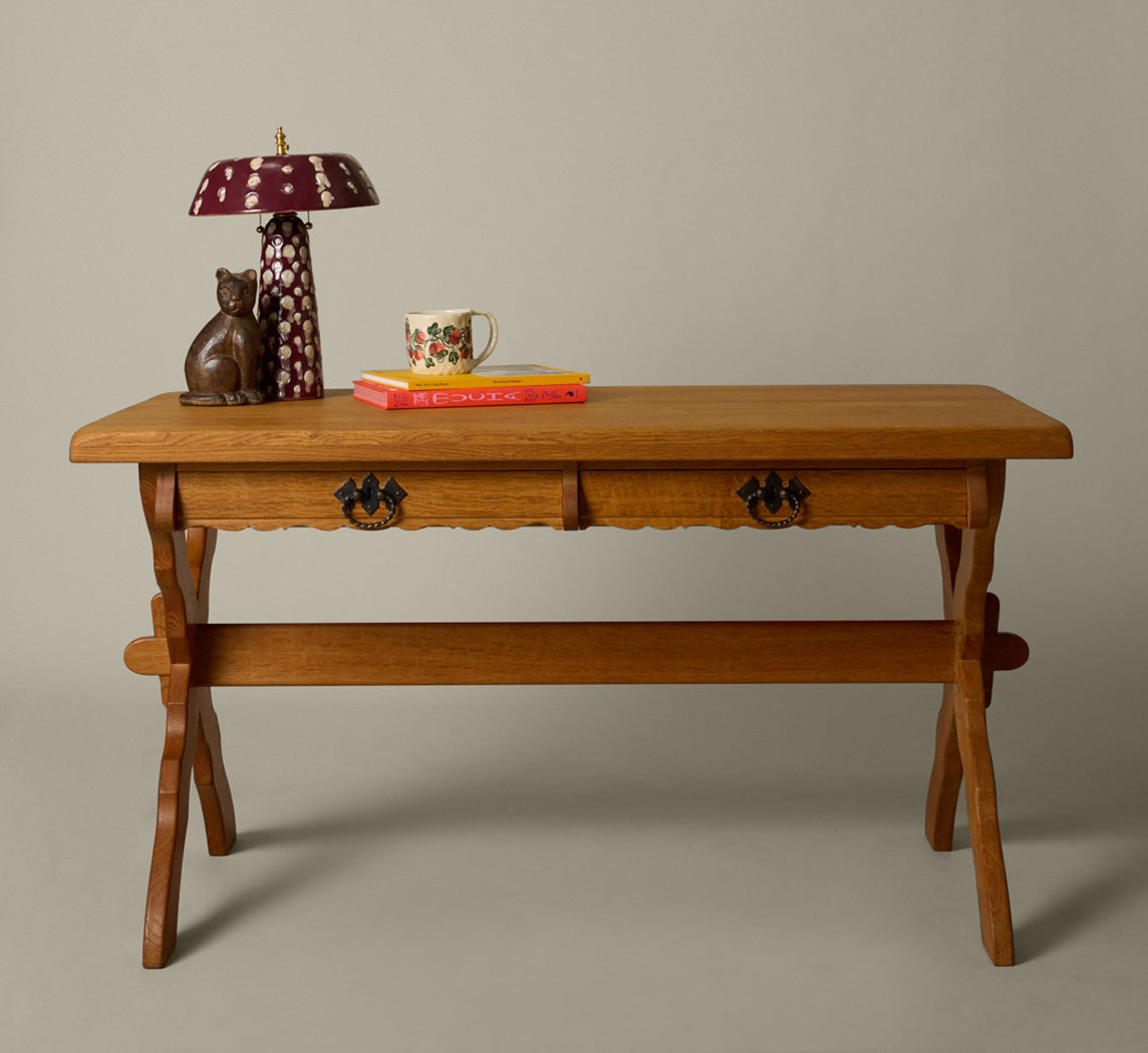 20TH CENTURY DANISH OAK DESK IN THE STYLE OF HENNING KJAERNULF