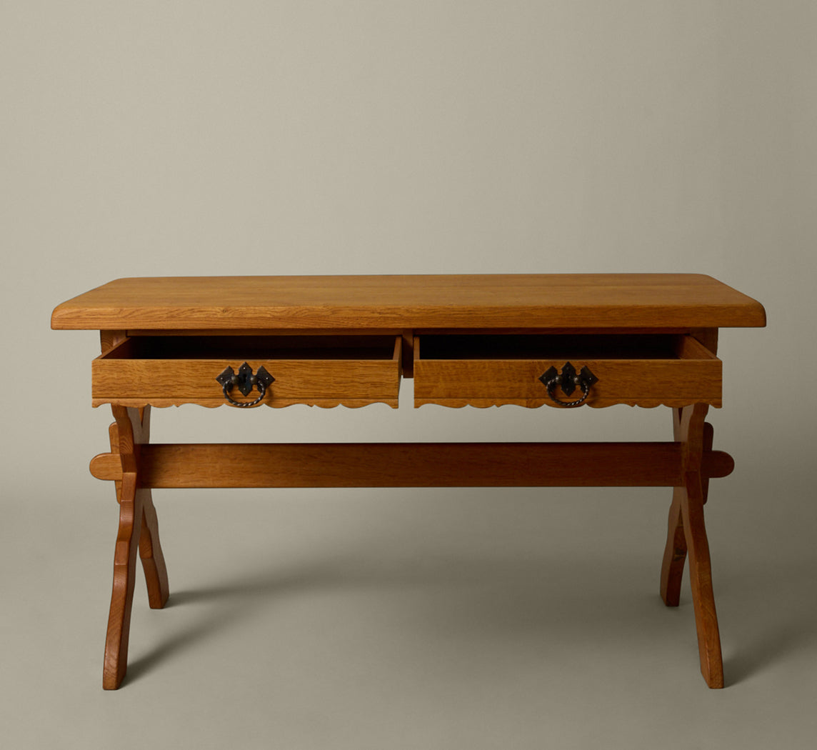 20TH CENTURY DANISH OAK DESK IN THE STYLE OF HENNING KJAERNULF
