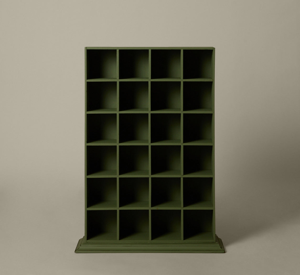 APOTHECARY DISPLAY CASE IN PAINTED GREEN