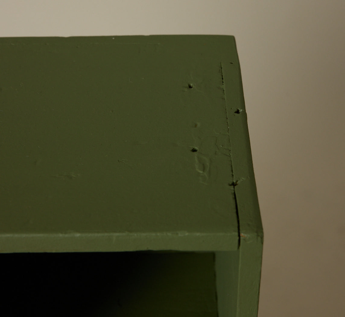 APOTHECARY DISPLAY CASE IN PAINTED GREEN