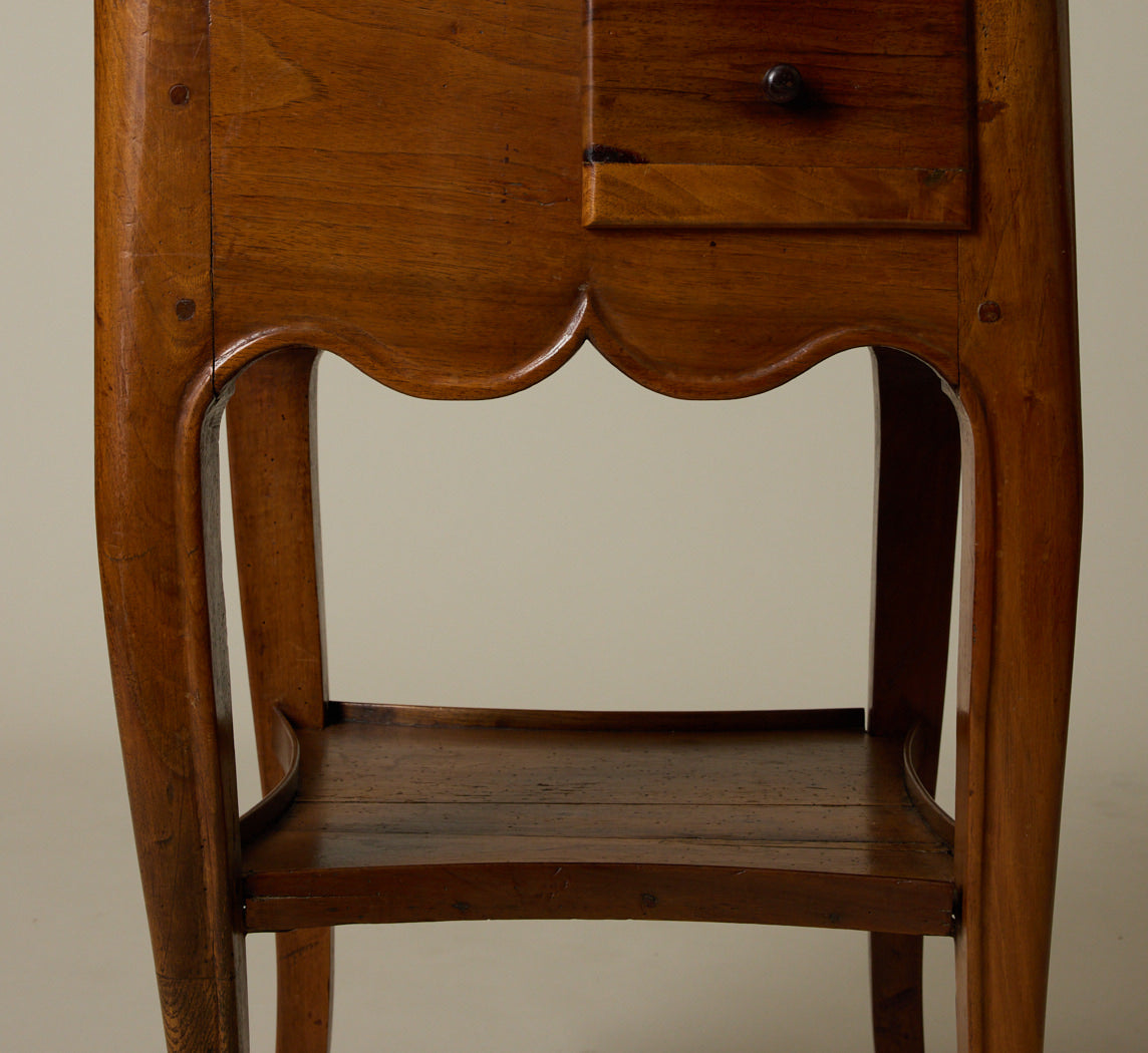 ANTIQUE FRENCH FRUITWOOD SIDE TABLE WITH DRAWER