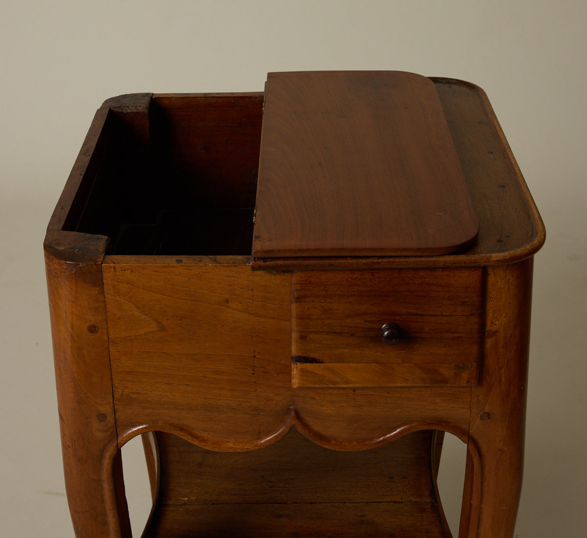 ANTIQUE FRENCH FRUITWOOD SIDE TABLE WITH DRAWER