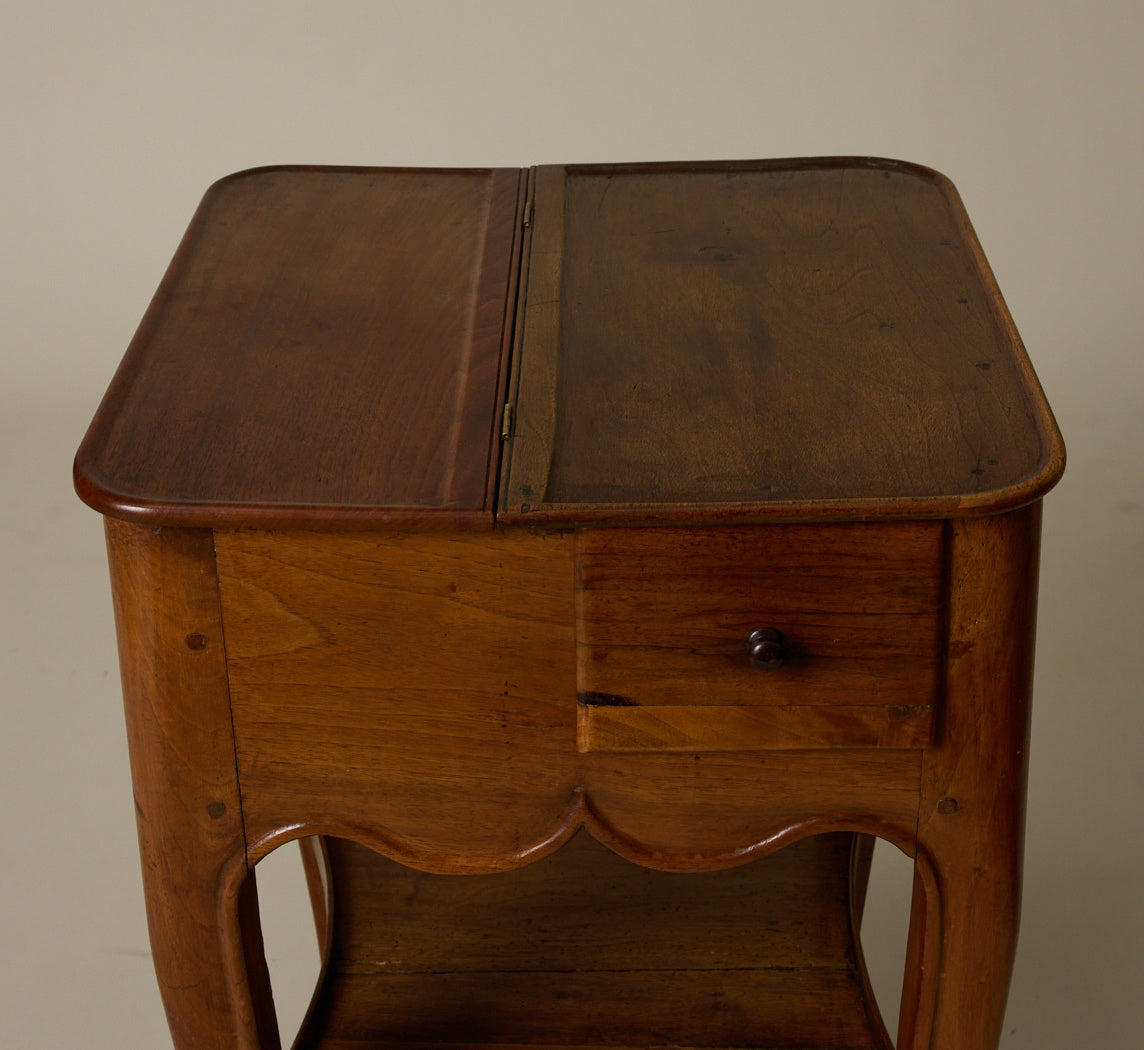 ANTIQUE FRENCH FRUITWOOD SIDE TABLE WITH DRAWER