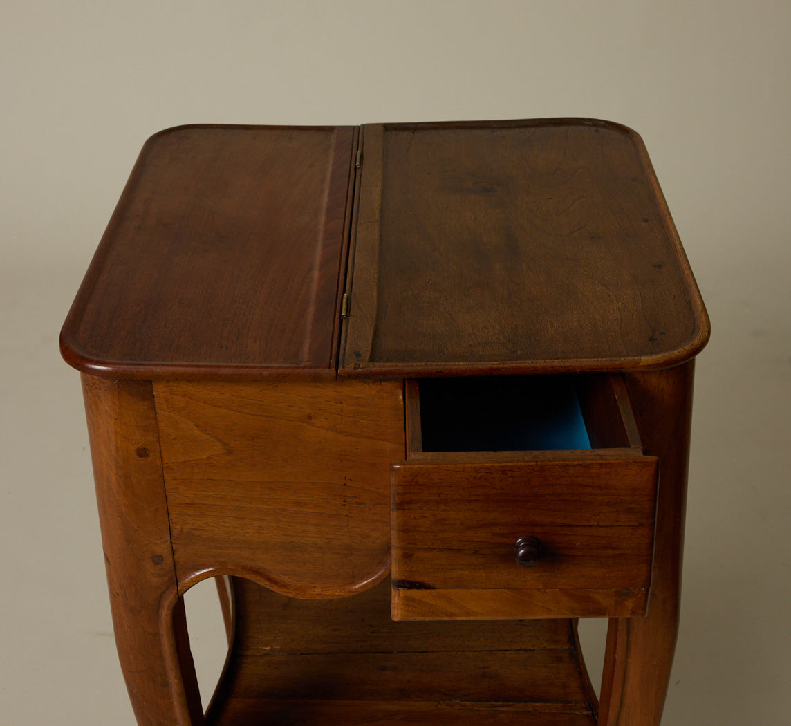ANTIQUE FRENCH FRUITWOOD SIDE TABLE WITH DRAWER