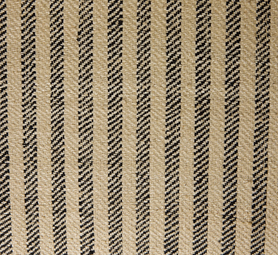 SET OF 4 PAUL MCCOBB DINING CHAIRS IN TEAK AND RAW SILK TUXEDO STRIPE