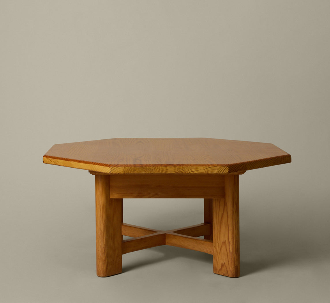 1970S SWEDISH PINE OCTAGONAL COFFEE TABLE