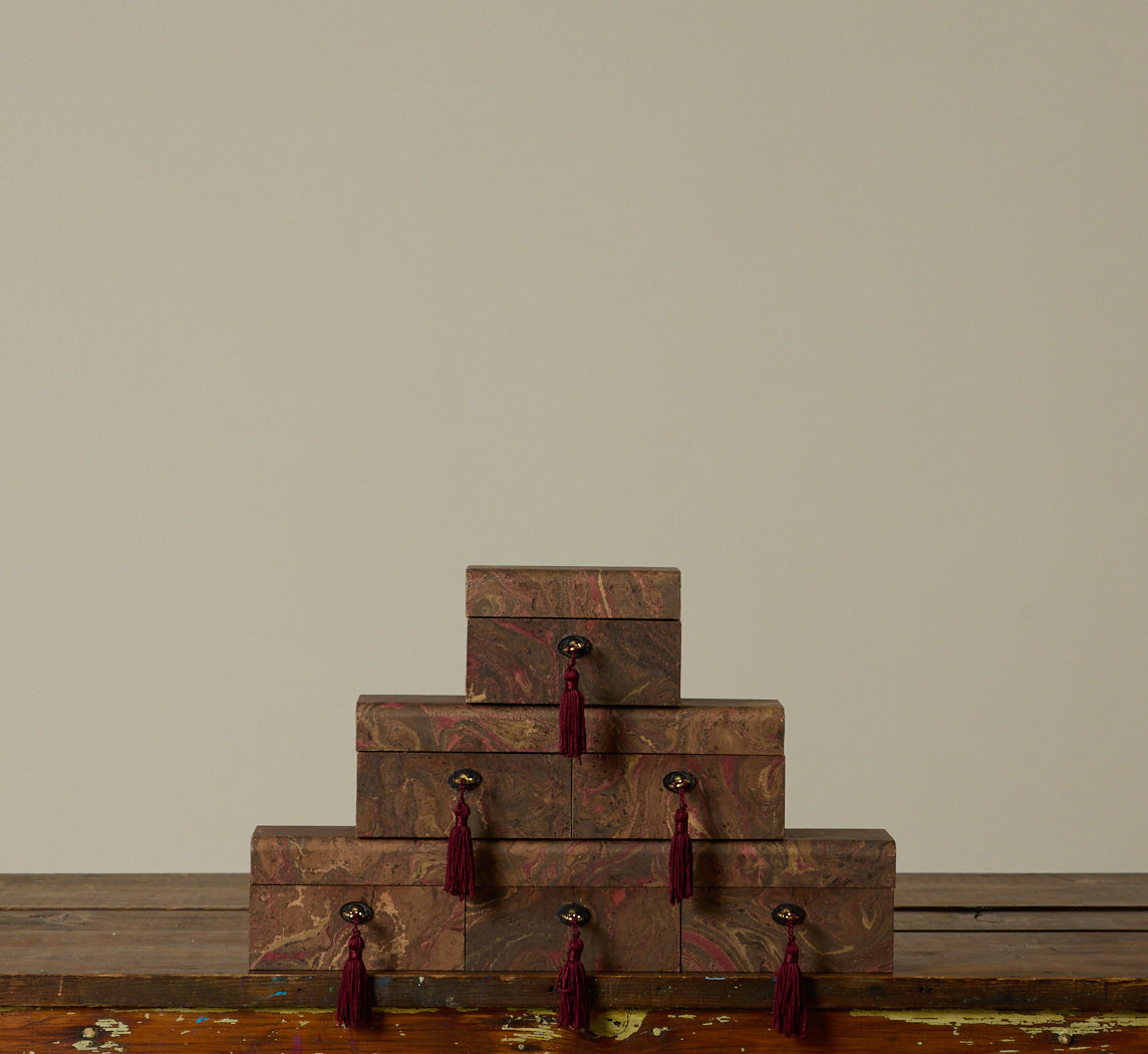 PIERCE & WARD KEEPSAKE BOX IN VINTAGE FLORENTINE MARBLED PAPER