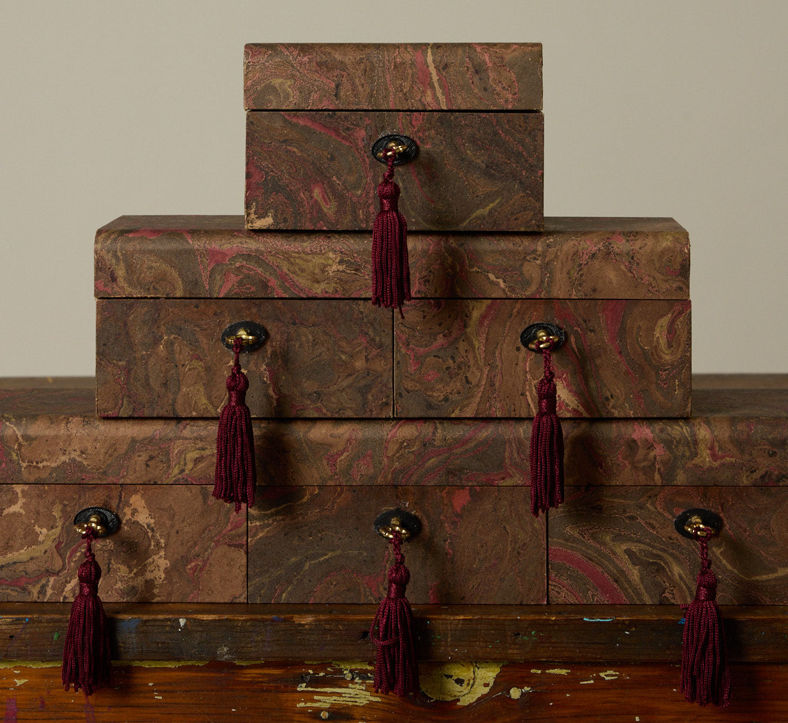 PIERCE & WARD KEEPSAKE BOX IN VINTAGE FLORENTINE MARBLED PAPER