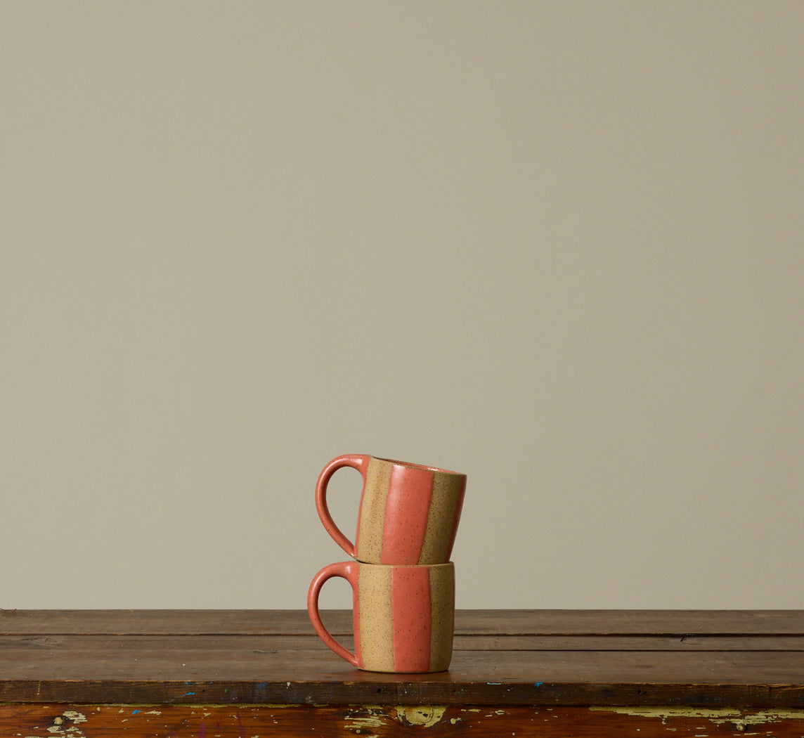 COFFEE MUG BY SALT CERAMICS IN SALMON STRIPE