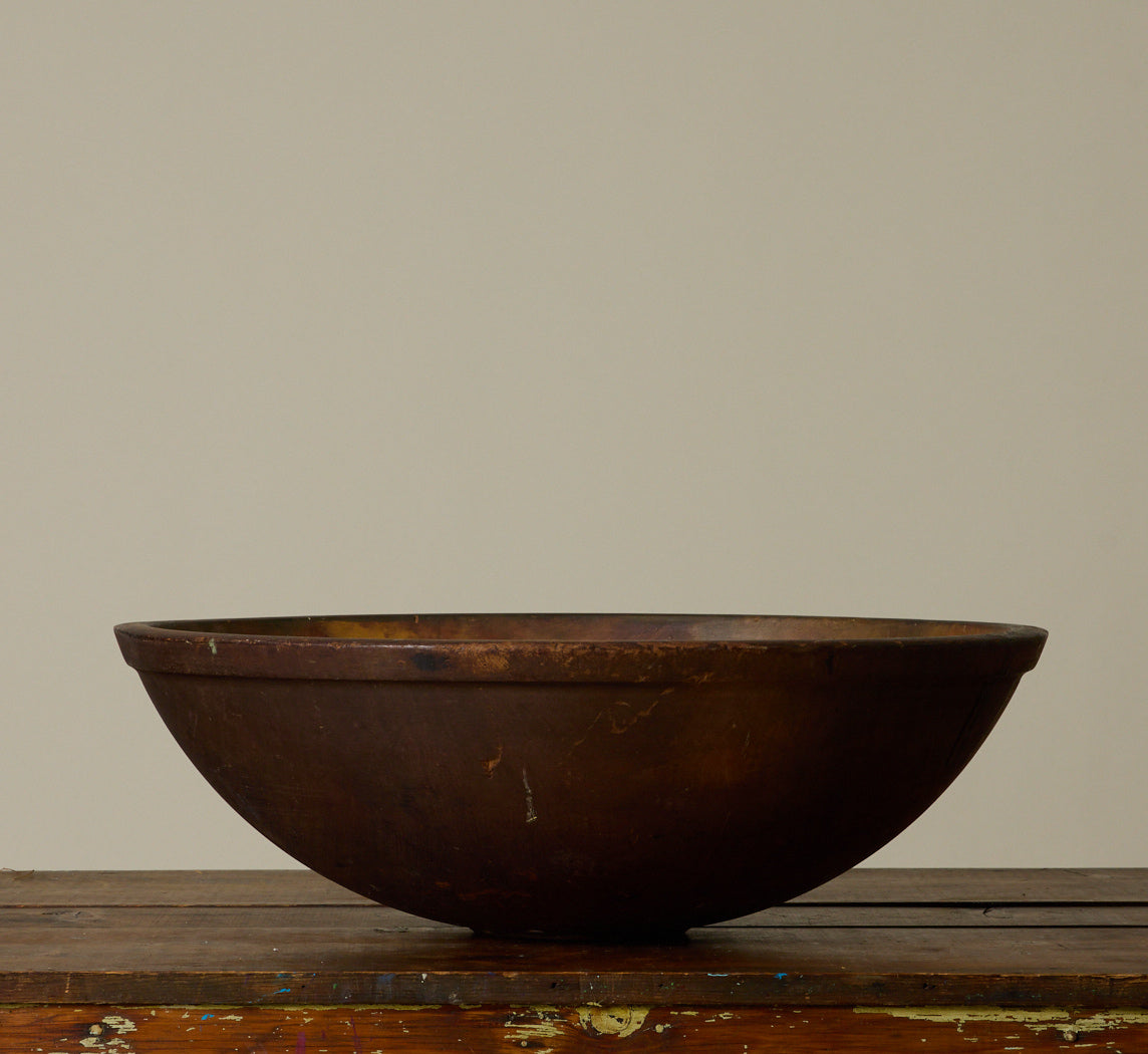 ANTIQUE OVERSIZED PASTORAL SCENE DOUGH BOWL